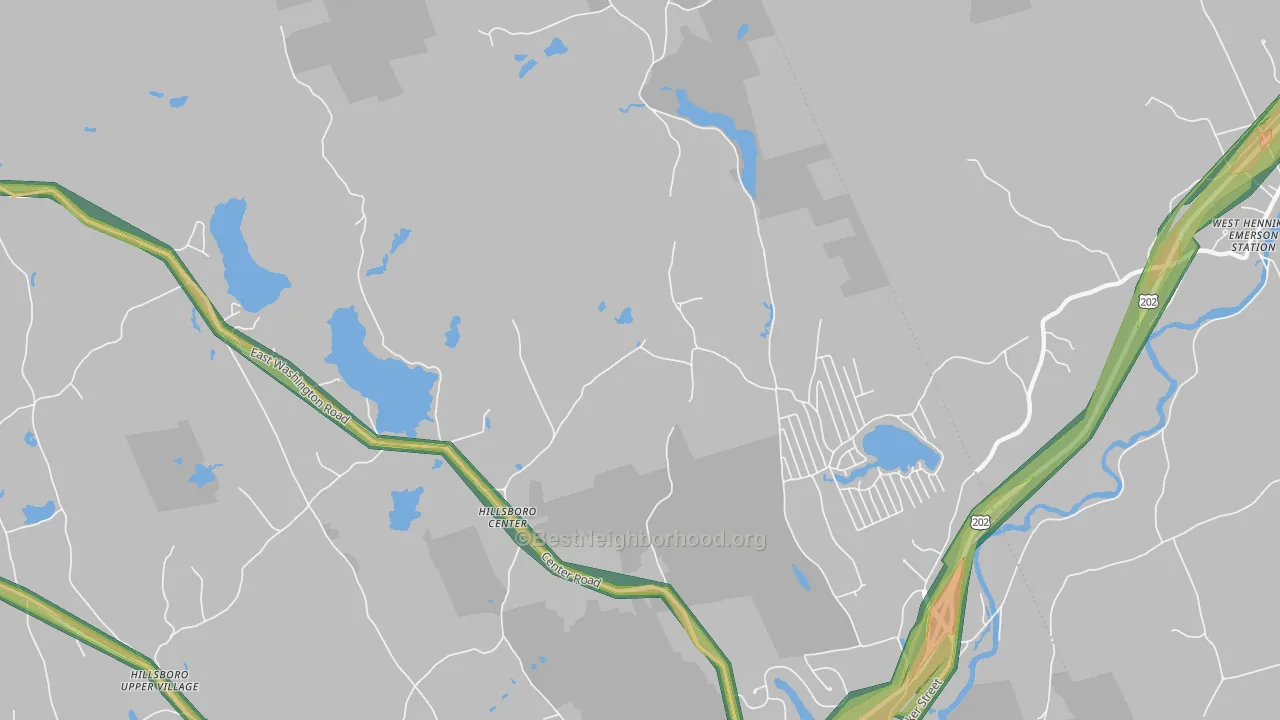 Hillsborough Center, NH Map of Noise Levels in Hillsborough Center