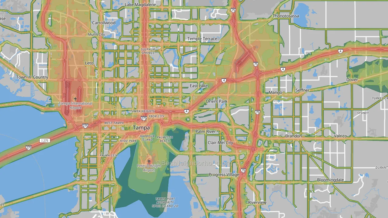 Hillsborough County, FL Map of Noise Levels in Hillsborough County