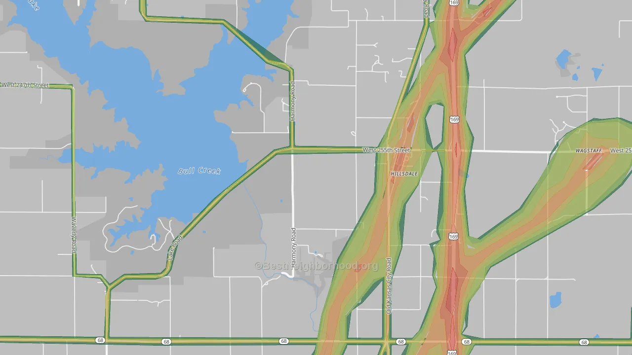 Hillsdale, KS Map of Noise Levels in Hillsdale