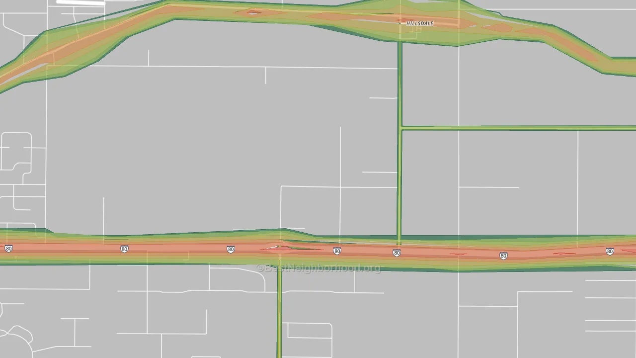 Hillsdale, WY Map of Noise Levels in Hillsdale