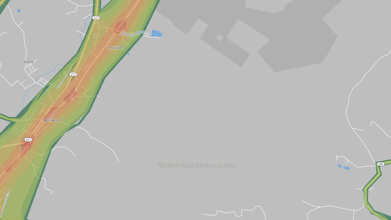Hillside, PA Map of Noise Levels in Hillside