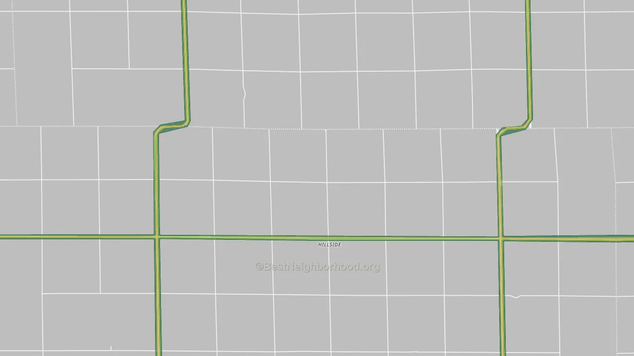 Hillside, SD Map of Noise Levels in Hillside