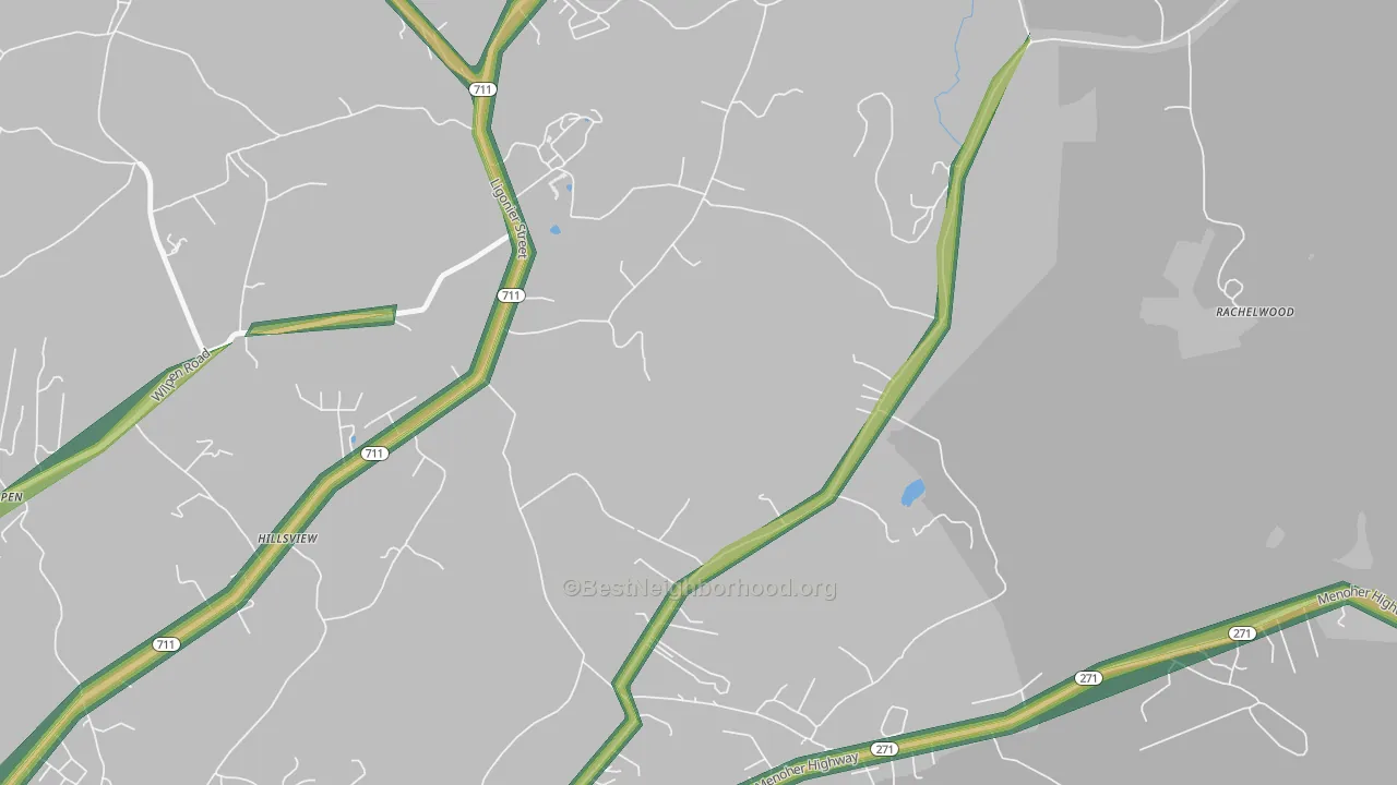 Hillsview, PA Map of Noise Levels in Hillsview