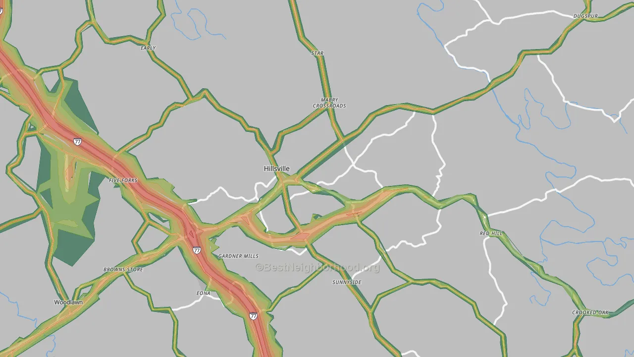 Hillsville, VA Map of Noise Levels in Hillsville