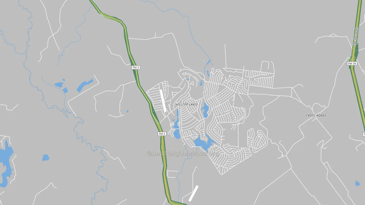 Hilltop Lakes, TX Map of Noise Levels in Hilltop Lakes
