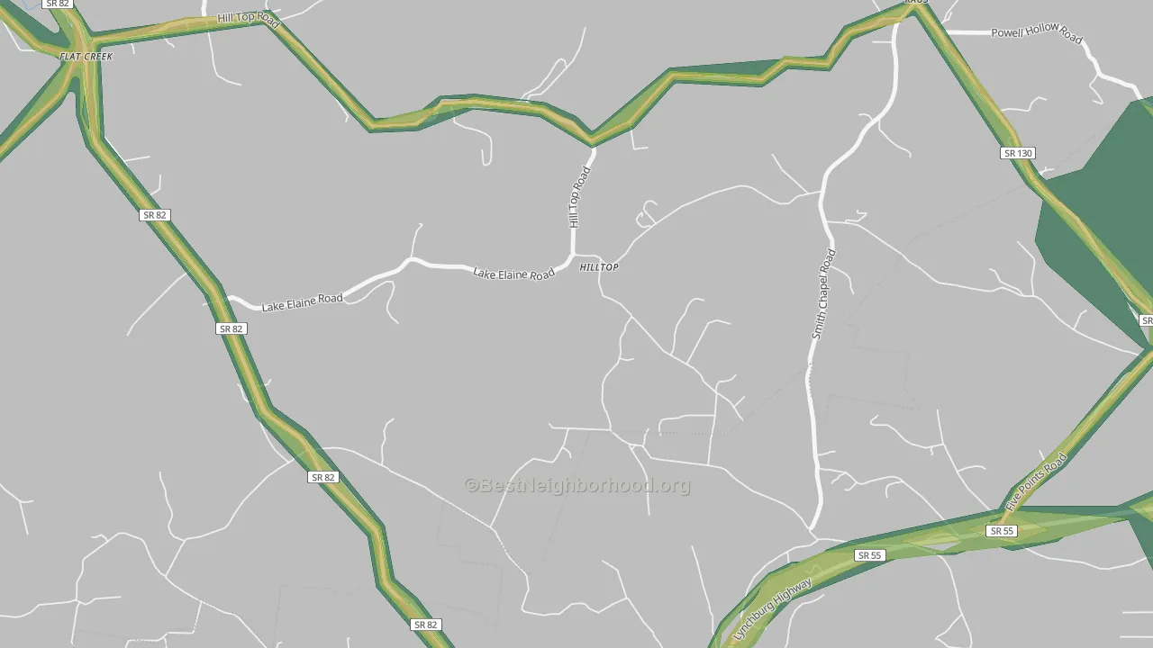 Hilltop, TN Map of Noise Levels in Hilltop