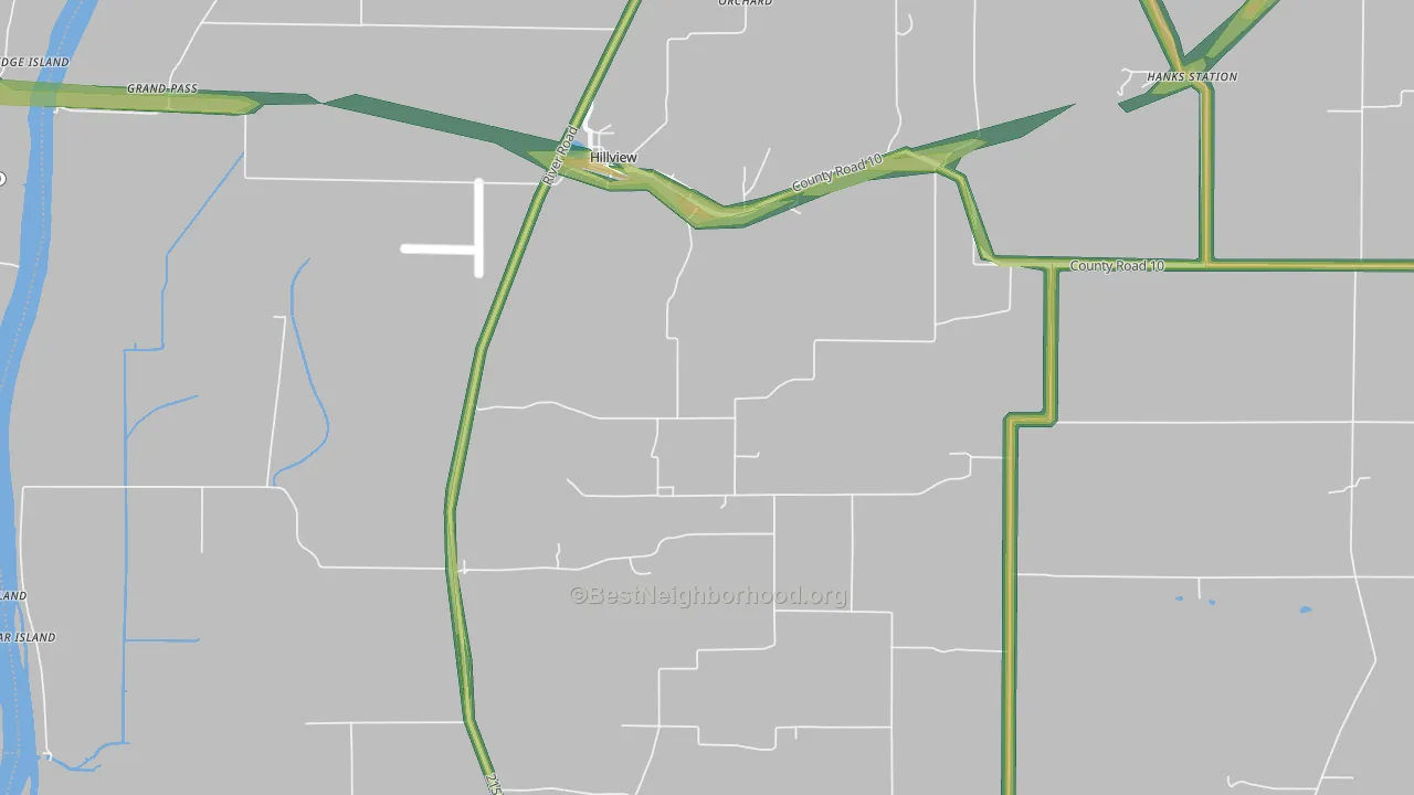 Hillview, IL Map of Noise Levels in Hillview