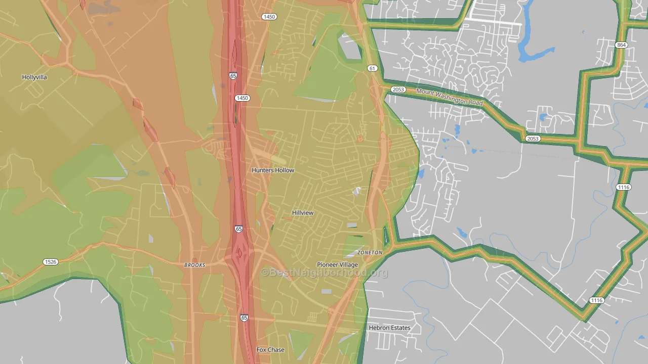 Hillview, KY Map of Noise Levels in Hillview