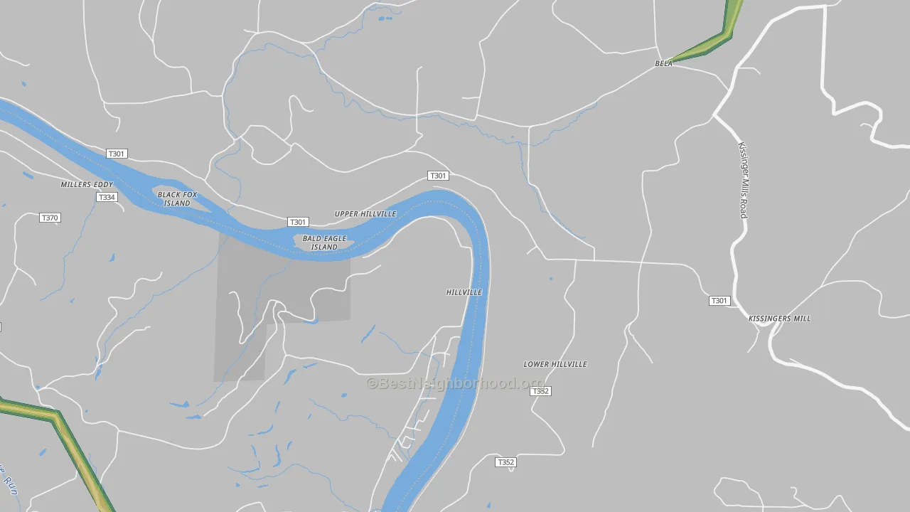 Hillville, PA Map of Noise Levels in Hillville