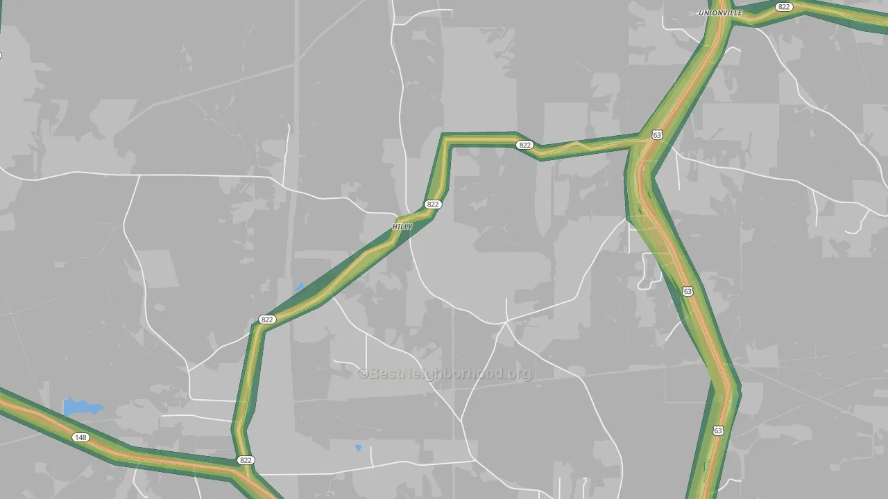 Hilly, LA Map of Noise Levels in Hilly