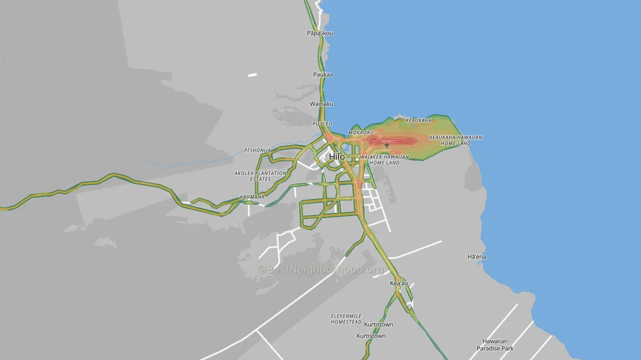 Hilo, HI Map of Noise Levels in Hilo
