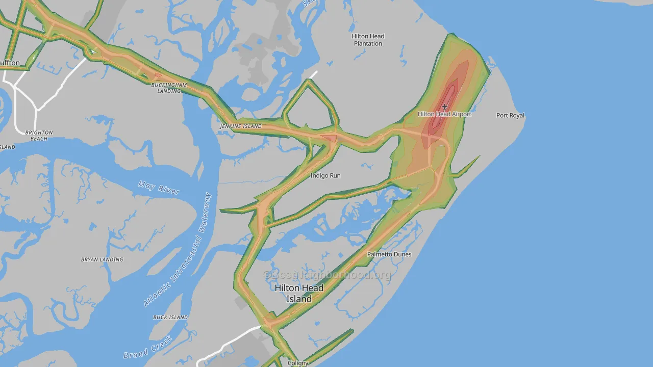 Hilton Head Island, SC Map of Noise Levels in Hilton Head Island