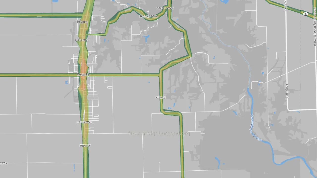 Himrod, IL Map of Noise Levels in Himrod