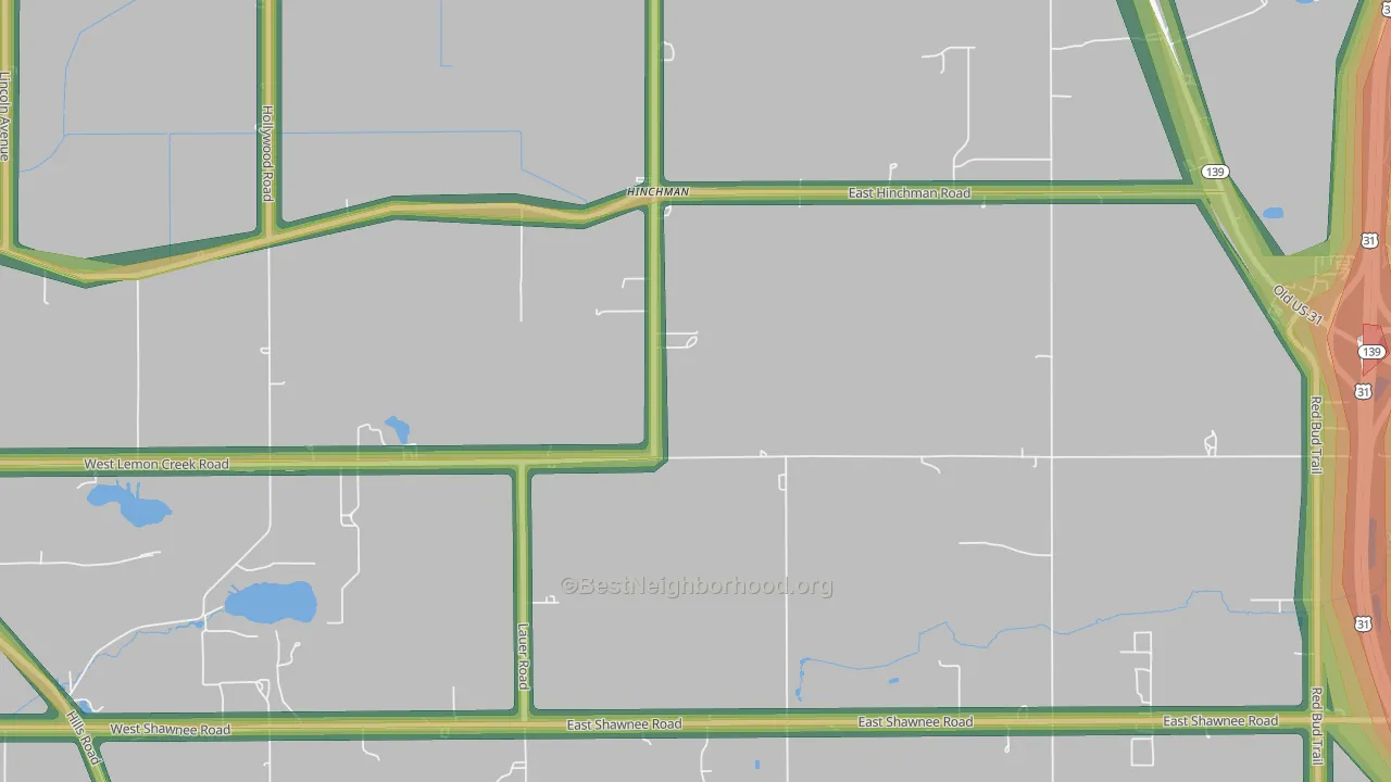 Hinchman, MI Map of Noise Levels in Hinchman