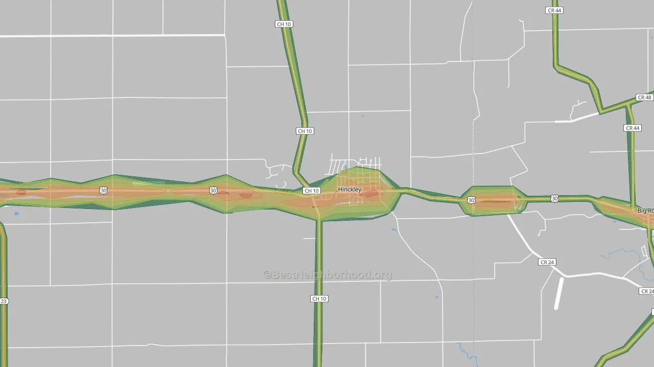 Hinckley, IL Map of Noise Levels in Hinckley