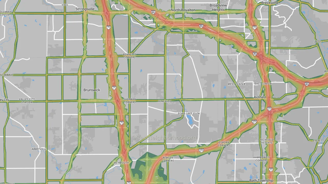 Hinckley, OH Map of Noise Levels in Hinckley