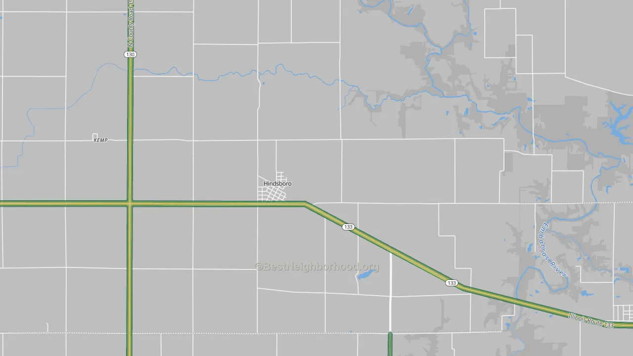 Hindsboro, IL Map of Noise Levels in Hindsboro