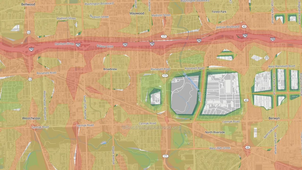 Hines, IL Map of Noise Levels in Hines
