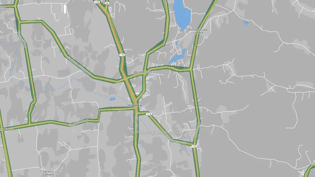 Hinesburg, VT Map of Noise Levels in Hinesburg