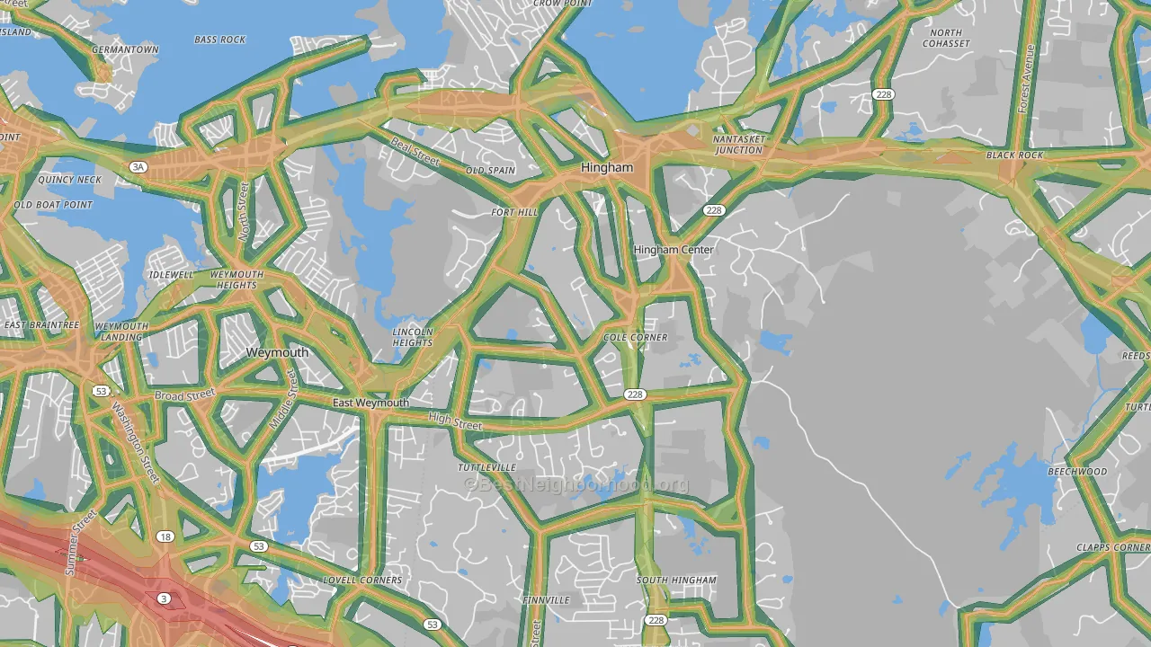 Hingham, MA Map of Noise Levels in Hingham