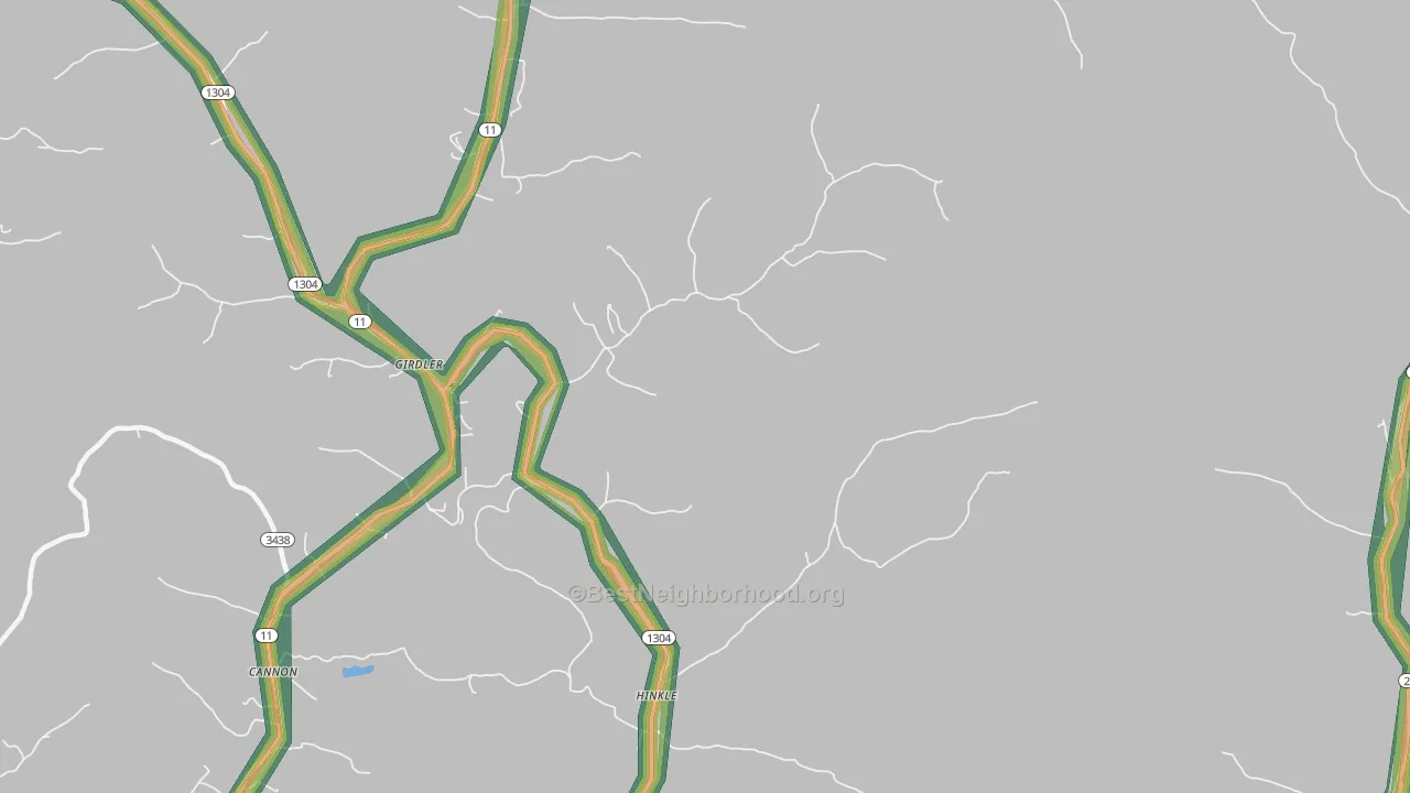Hinkle, KY Map of Noise Levels in Hinkle