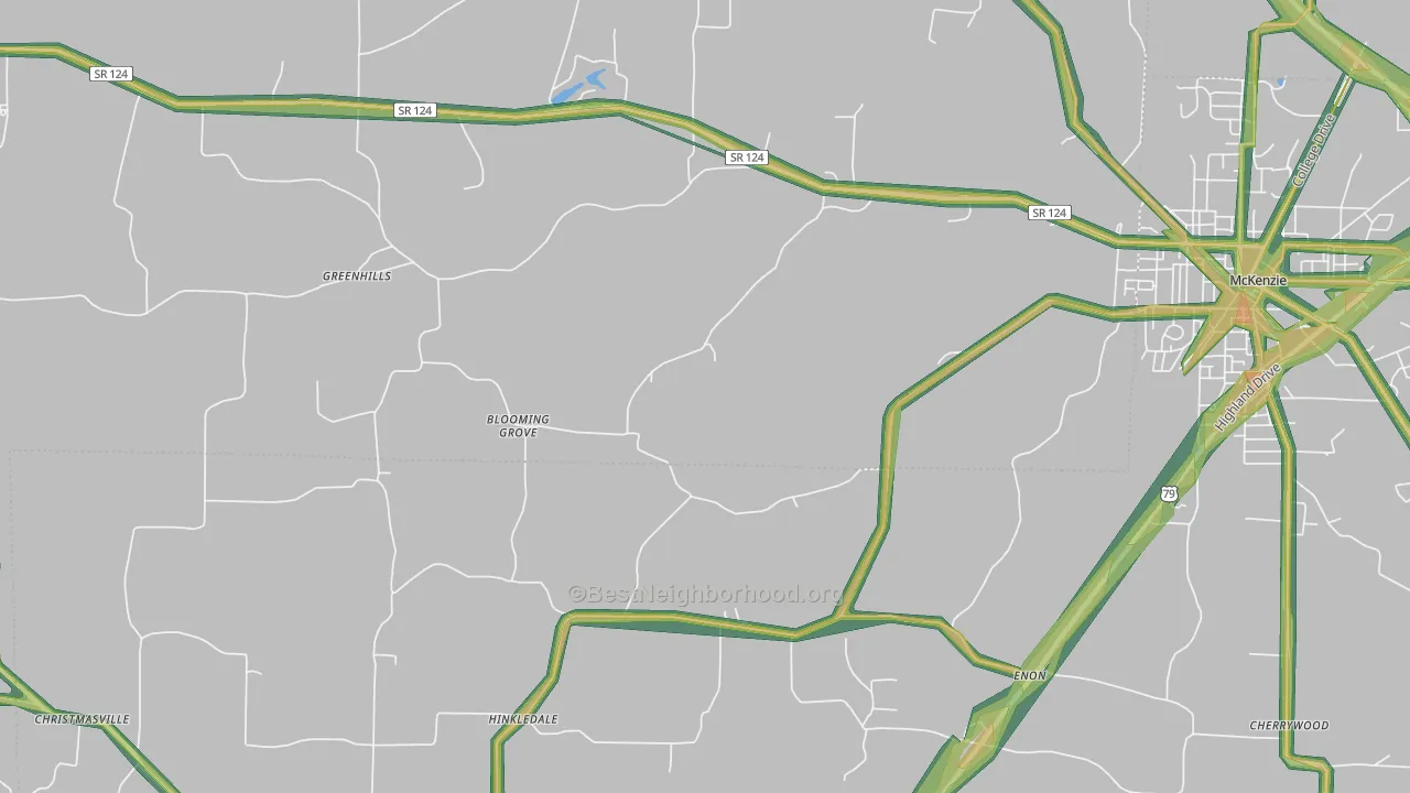 Hinkledale, TN Map of Noise Levels in Hinkledale