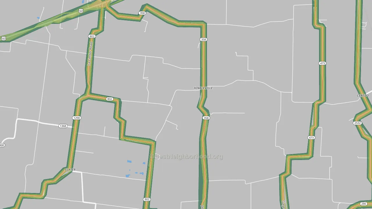 Hinkleville, KY Map of Noise Levels in Hinkleville