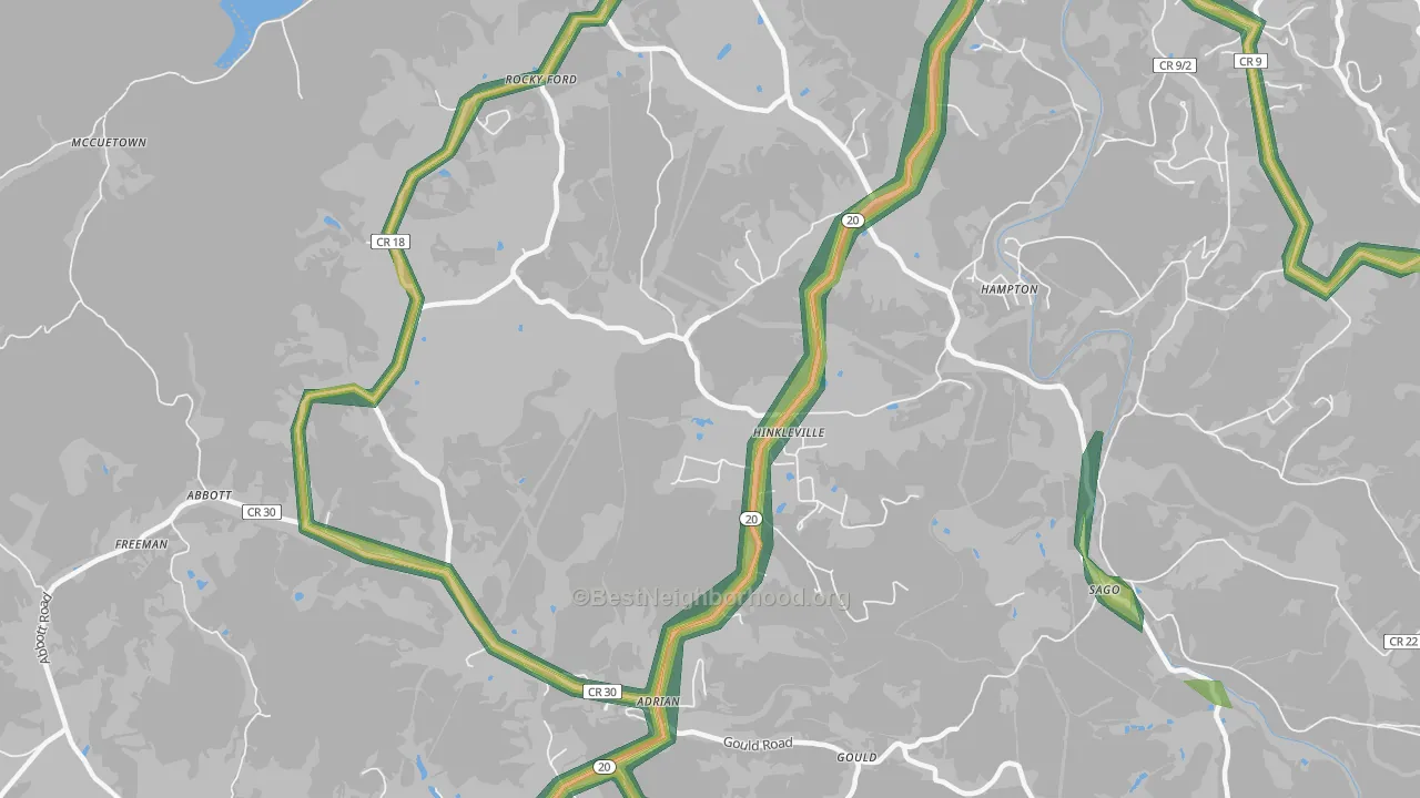 Hinkleville, WV Map of Noise Levels in Hinkleville