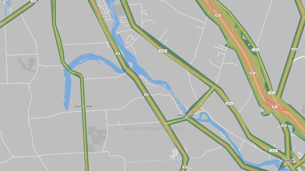 Hinmansville, NY Map of Noise Levels in Hinmansville