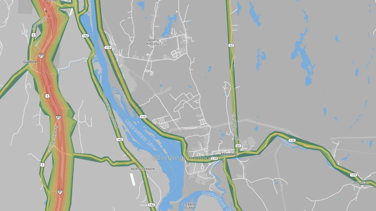 Hinsdale, NH Map of Noise Levels in Hinsdale