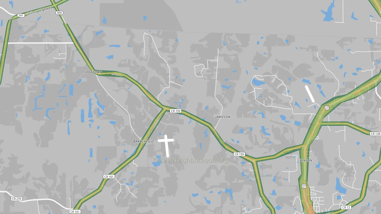 Hinson, FL Map of Noise Levels in Hinson