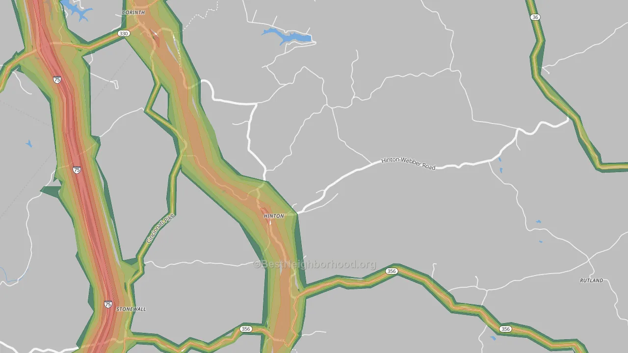 Hinton, KY Map of Noise Levels in Hinton