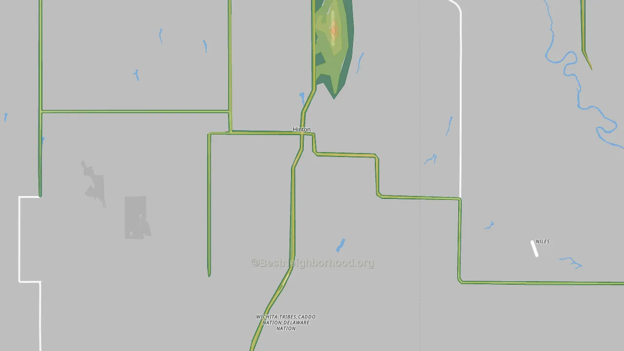 Hinton, OK Map of Noise Levels in Hinton