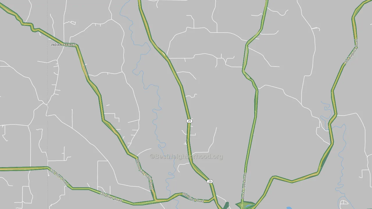Hintonville, MS Map of Noise Levels in Hintonville