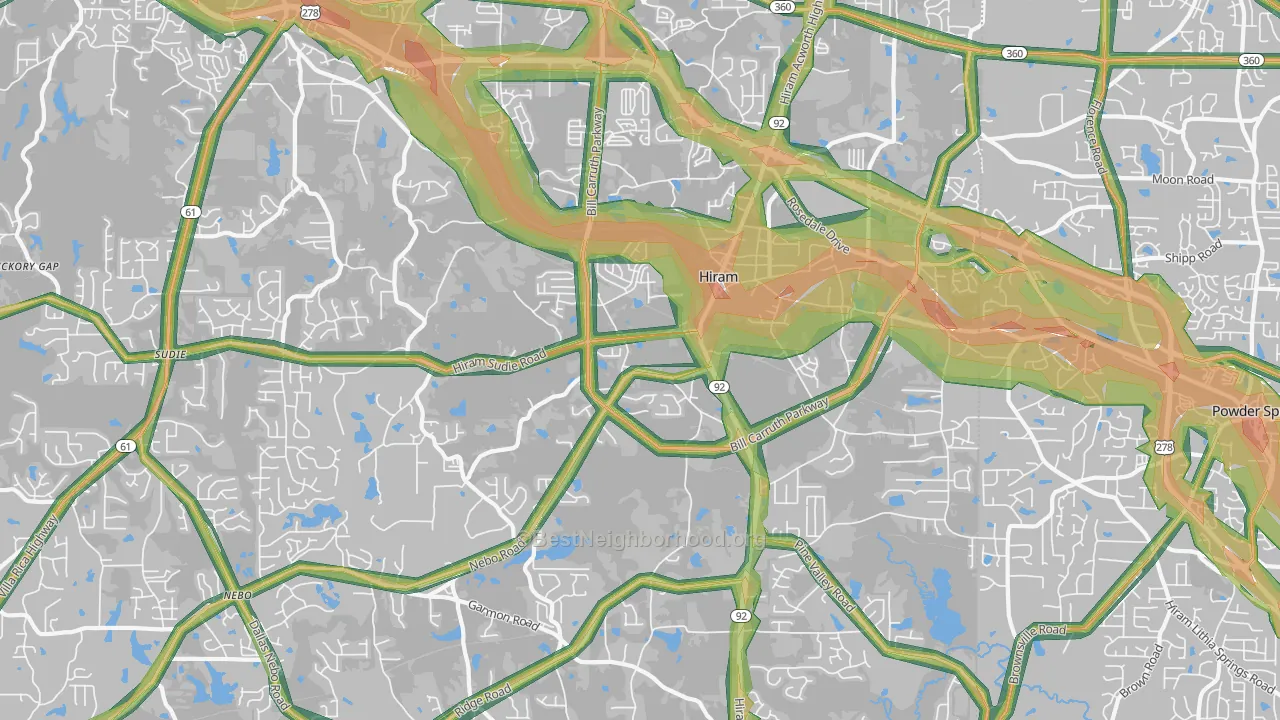 Hiram, GA Map of Noise Levels in Hiram