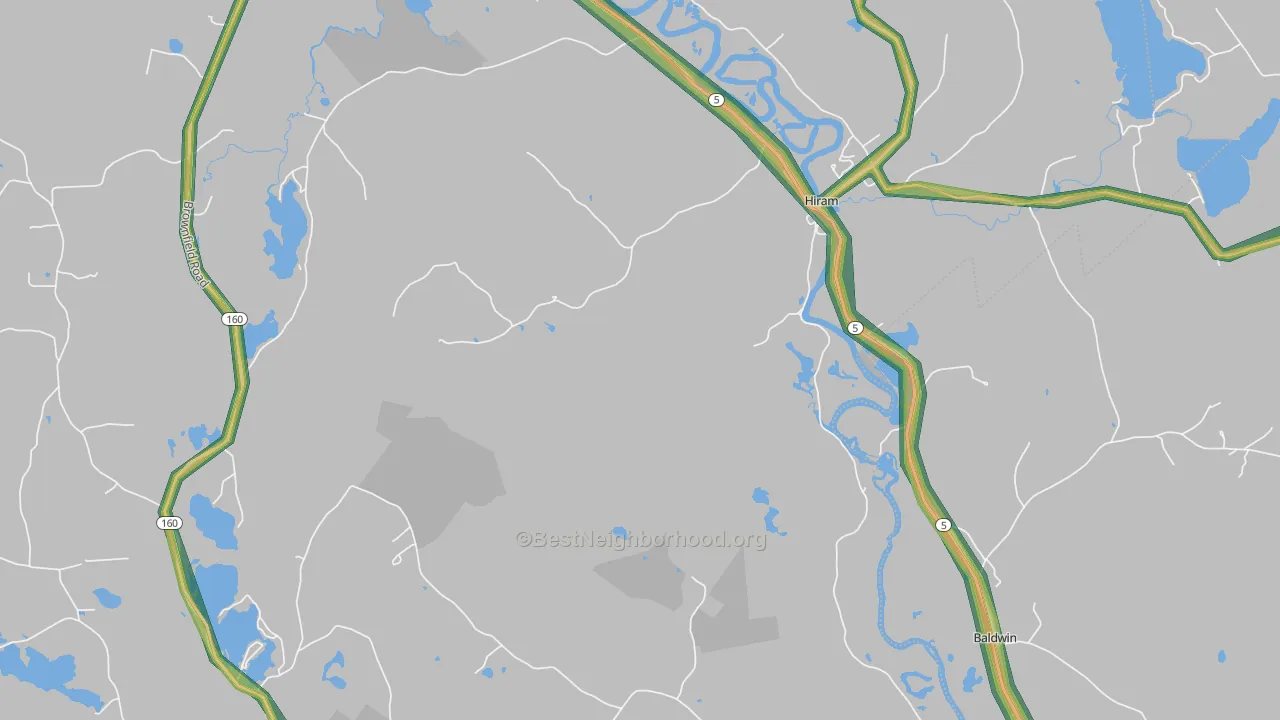 Hiram, ME Map of Noise Levels in Hiram
