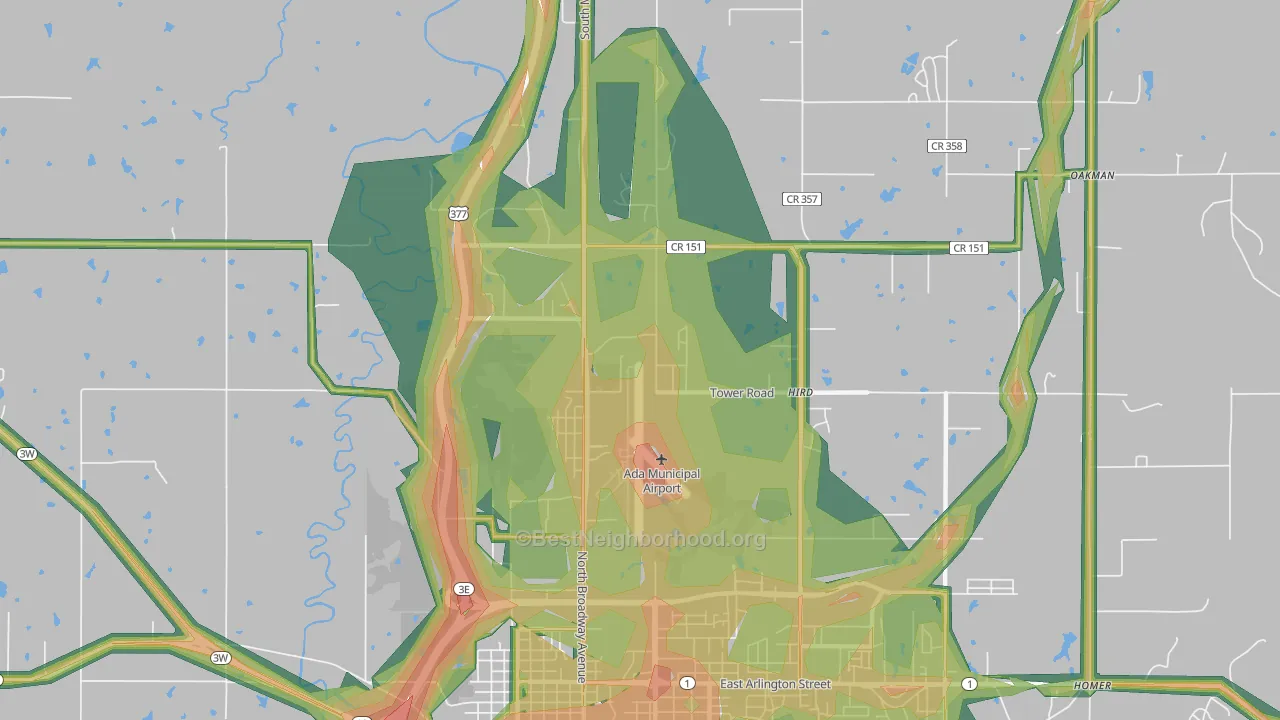 Hird, OK Map of Noise Levels in Hird