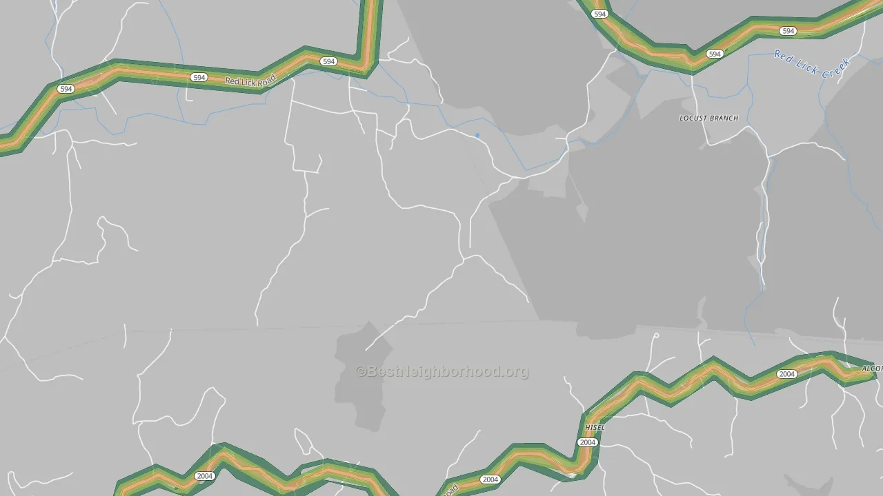 Hisel, KY Map of Noise Levels in Hisel
