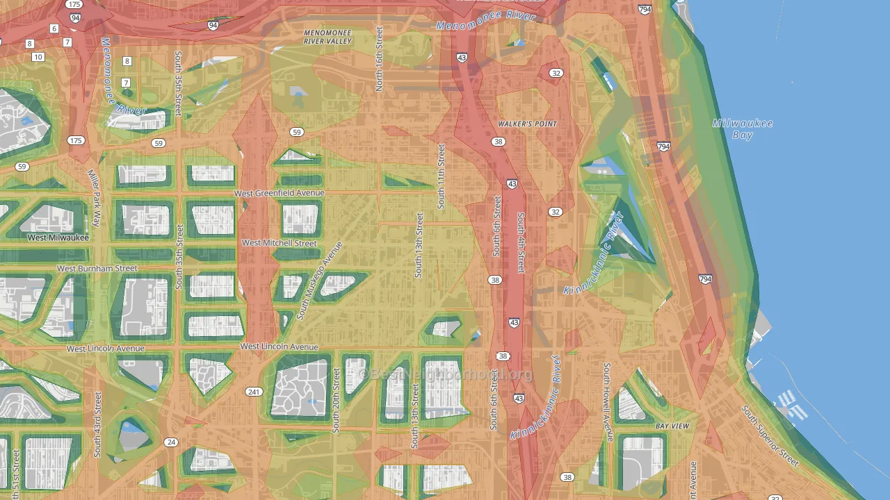 Historic Mitchell Street, Milwaukee, WI Map of Noise Levels in Historic Mitchell Street