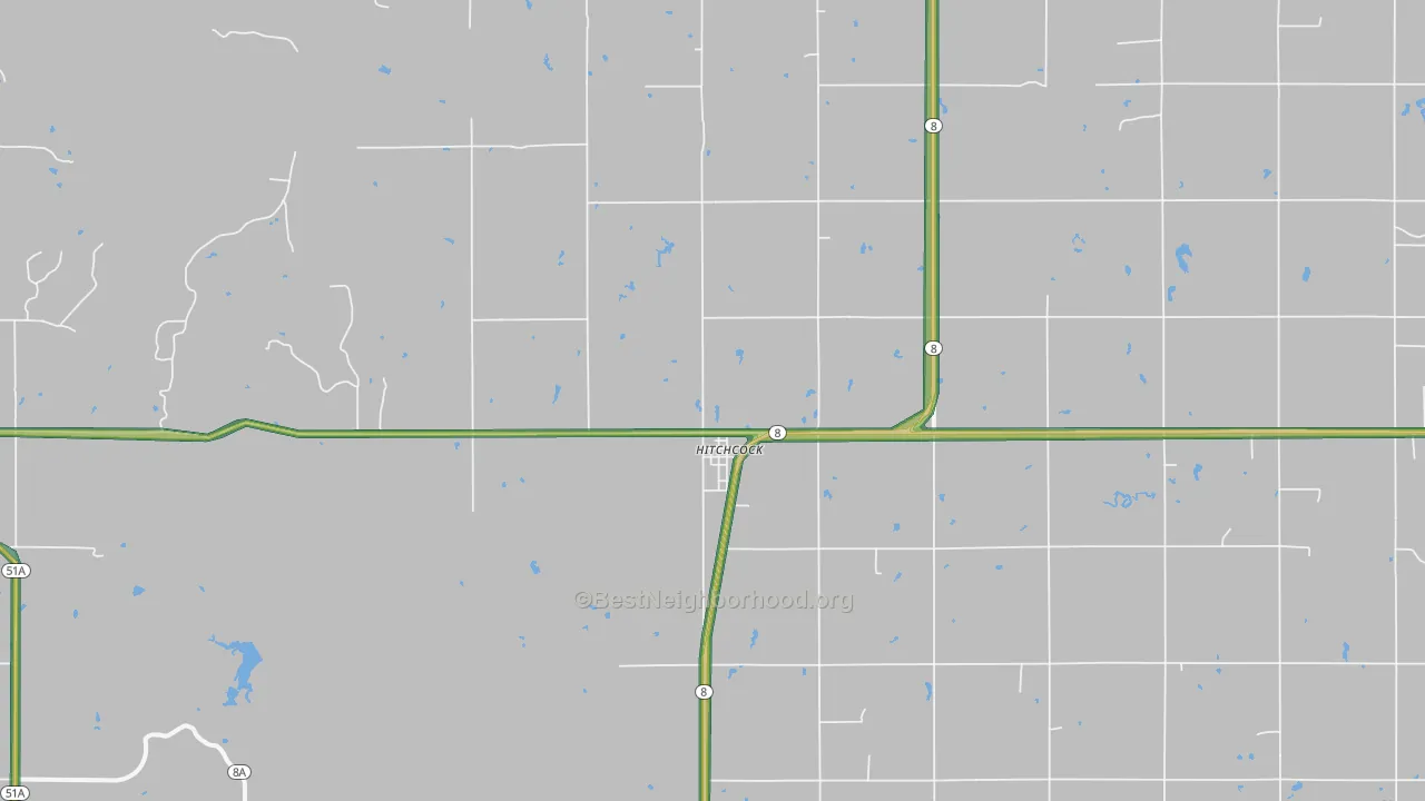 Hitchcock, OK Map of Noise Levels in Hitchcock