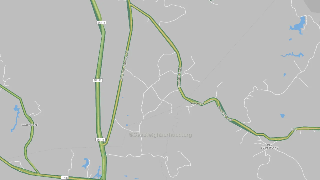 Hitchcox, TN Map of Noise Levels in Hitchcox