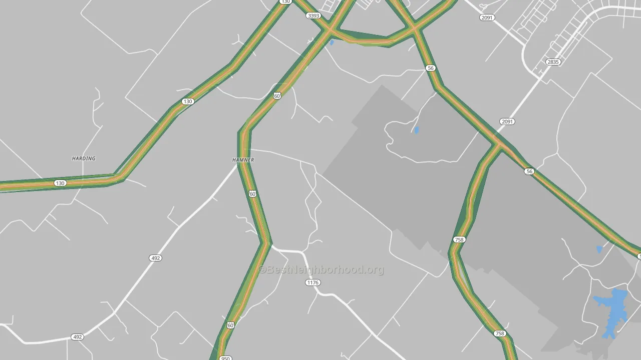 Hitesville, KY Map of Noise Levels in Hitesville