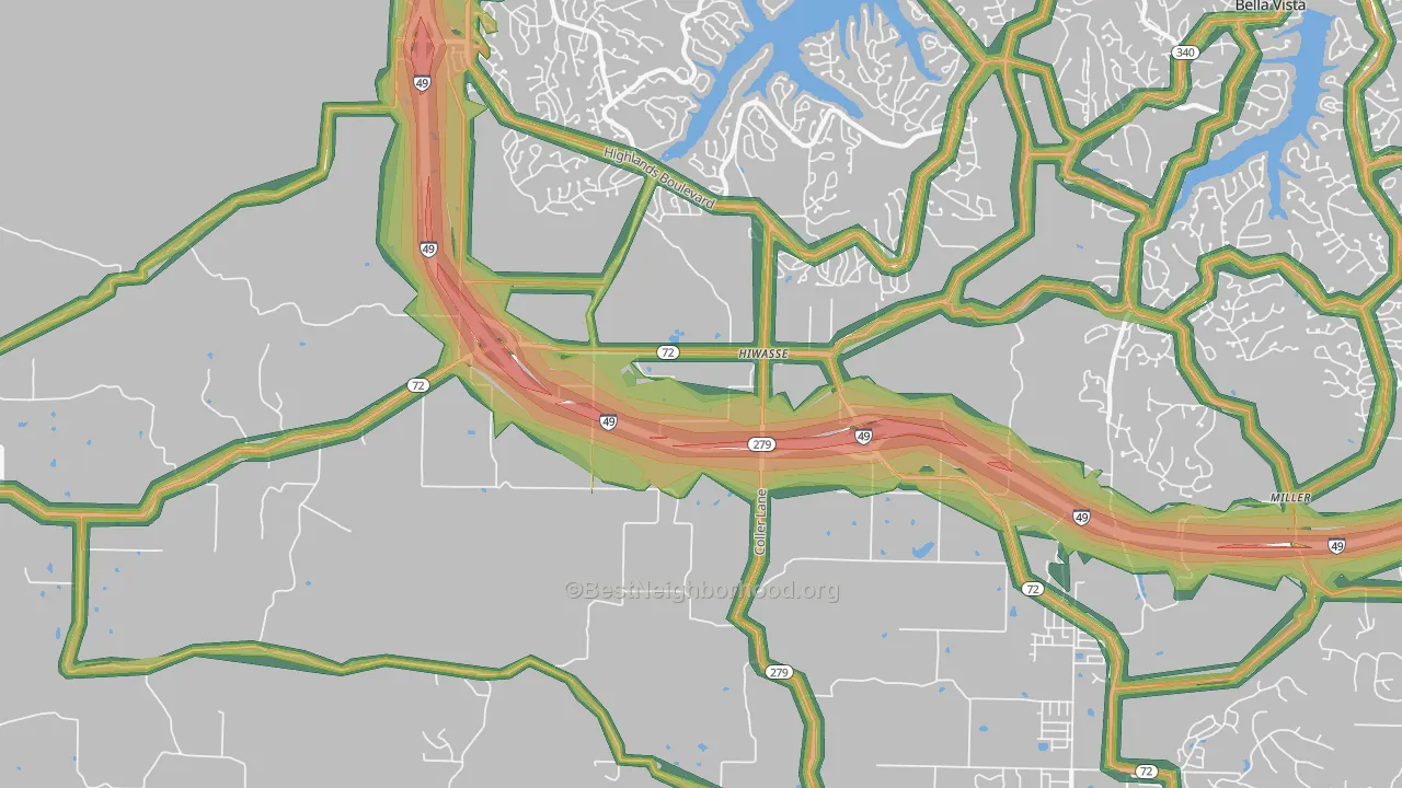 Hiwasse, AR Map of Noise Levels in Hiwasse