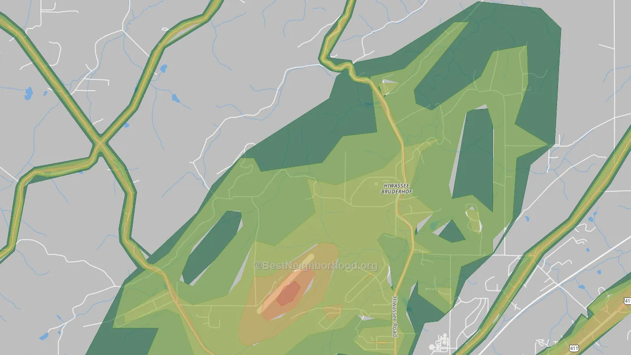 Hiwassee College, TN Map of Noise Levels in Hiwassee College
