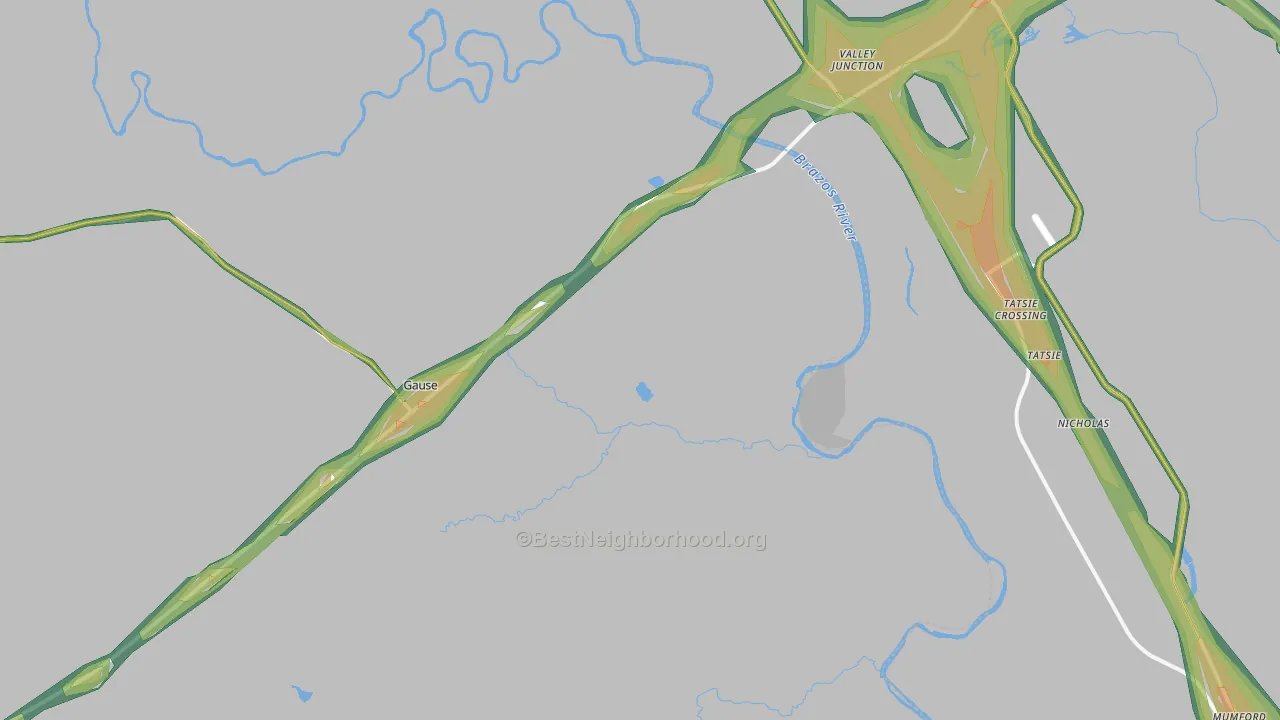 Hix, TX Map of Noise Levels in Hix