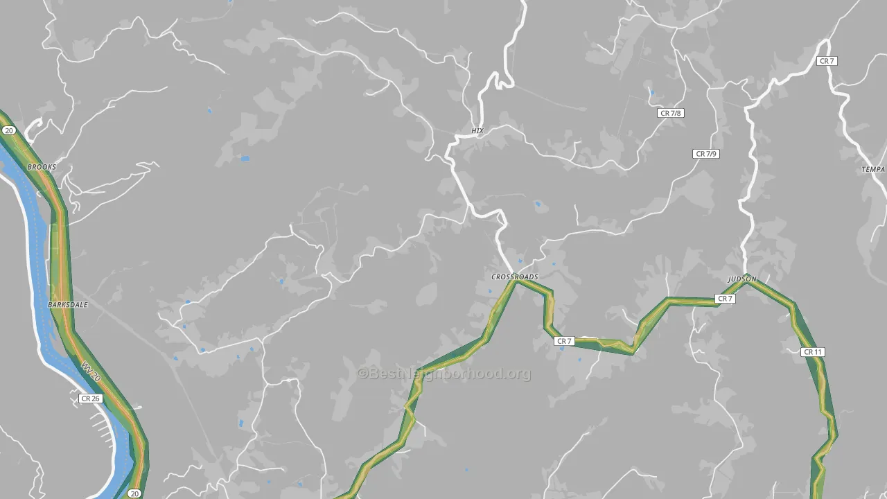 Hix, WV Map of Noise Levels in Hix