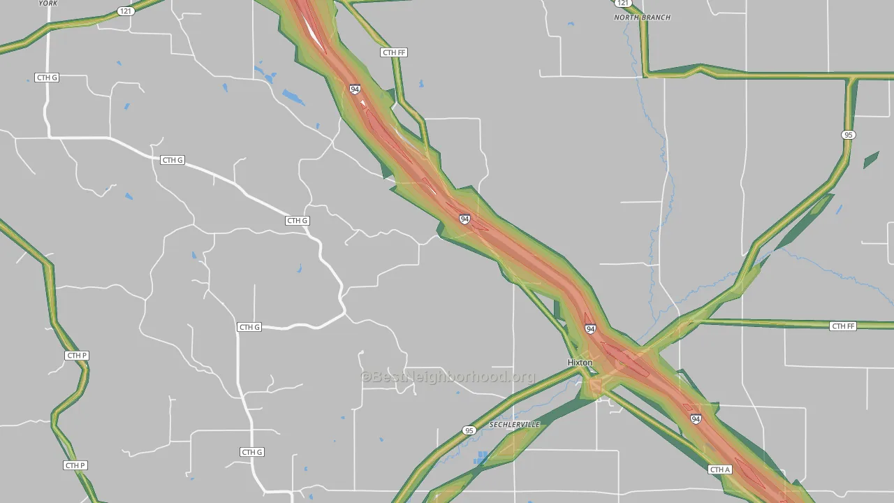 Hixton, WI Map of Noise Levels in Hixton