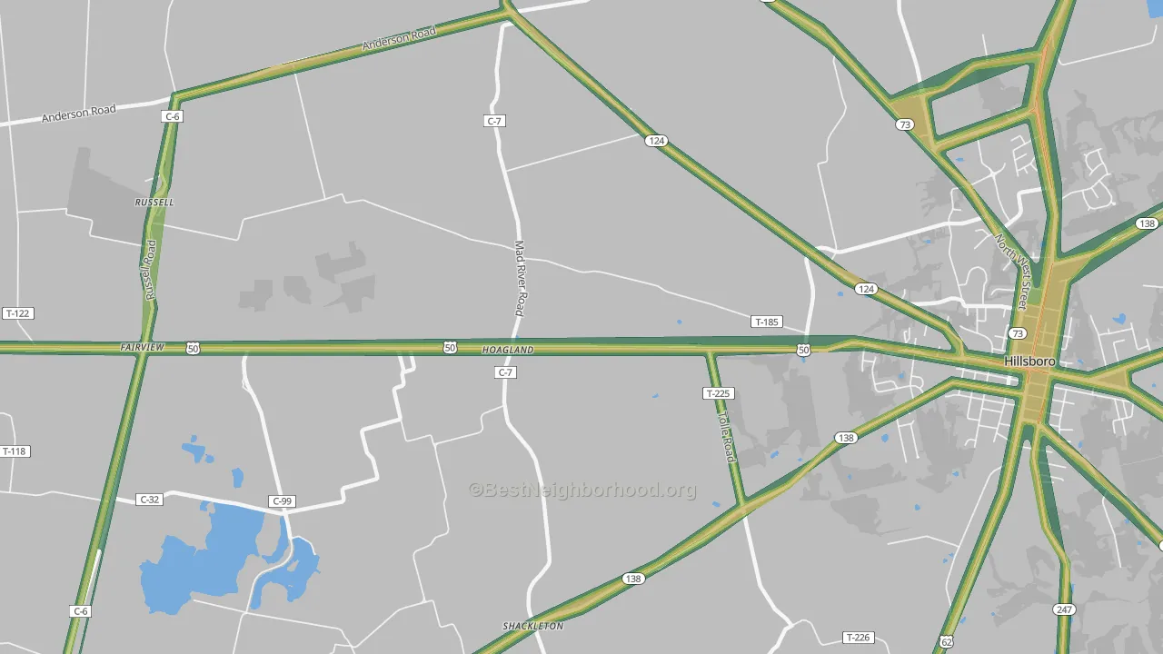 Hoagland, OH Map of Noise Levels in Hoagland