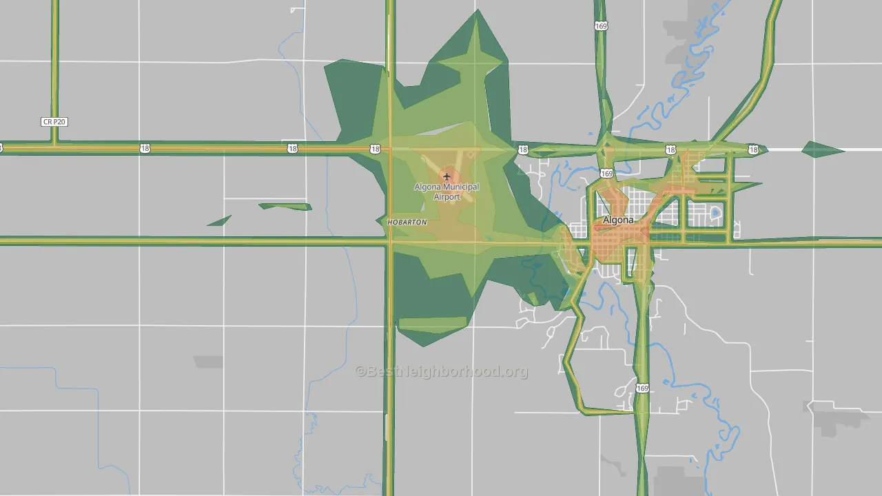 Hobarton, IA Map of Noise Levels in Hobarton