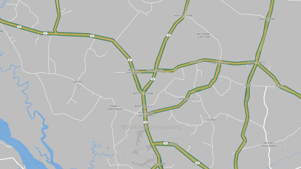 Hobbsville, NC Map of Noise Levels in Hobbsville